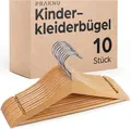 Produktbild: 10 Kinder Kleiderbügel Holz mit Steg Natur Bügel Kleider Haken Garderobe Hanger