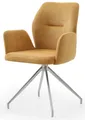 Produktbild: Armlehnstuhl 180° Drehfunktion Gelb/Silber Esszimmerstuhl Polsterstuhl Stuhl