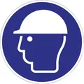 Produktbild: Schild Kopfschutz benutzen D.200mm Kunststoff blau/weiß ASR A1.3 DIN EN ISO 7010