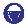 Produktbild: 10 Stk. Schild Kopfschutz benutzen D.200mm Kunststoff blau/weiß ASR A1.3 DIN