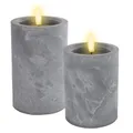 Produktbild: Spetebo LED Kerze in Beton Optik warm weiß mit Timer 2er Set - 10/15 cm - Künstliche Kerzen mit Flacker Effekt Batterie betrieben - Weihnachten Advent Winter Deko Beleuchtung Kerze flammenlos
