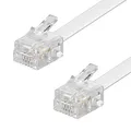 Produktbild: 10m Telefon Anschluß Kabel 2* RJ11 Stecker 6P4C weiß Telefon Fax Modem Kabel
