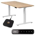Produktbild: boho office® Höhenverstellbarer Schreibtisch 160 x 80 cm - Elektrisch stufenlos, inkl. Wireless Charger, Memoryfunktion, Kollisionsschutz - Basic Line Weiß inkl. Tischplatte in Wildeiche