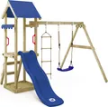 Produktbild: WICKEY Spielturm Klettergerüst TinyCabin mit Schaukel & Rutsche, Kletterturm mit Sandkasten, Leiter & Spiel-Zubehör - blau