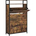 Produktbild: Vasagle Schuhschrank LBS802B01, vintage braun, Schuhkipper 3 Fächer für 24 Paar, Holz/Metall, 80 x 130 x 30cm
