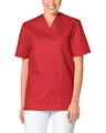 Produktbild: CLINIC DRESS Schlupfkasack - Unisex Kasack Damen und Herren bunt für Pflege und Altenpflege, Kurzarm und Brusttasche, 95 Grad Wäsche rot, XS