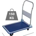 Produktbild: Plattformwagen klappbar mit 150 kg Tragkraft, Gummibereifung, Anti-Rutschbeschichtung, Lenkrollen & gummierte Kanten - Transportwagen Plattenwagen