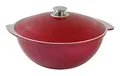 Produktbild: Kazan - Kasan - Schmortopf - Kochtopf - Asia WOK mit dicken Wänden / 4,5 Liter/Aluguss/Dekorative Außenbeschichtung in 3 versch. Farben (Weinrot)