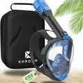 Produktbild: Khroom Schnorchelmaske Erwachsene Vollmaske | In Höhle der Löwen vorgestellt | Unsere Beste CO2 sichere Tauchermaske Seaview Pro zum Schnorcheln | Vollgesichtsmaske Schnorchelmaske (S/M, Blau+Case)
