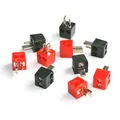Produktbild: 10x Mini-DIN LS-Lautsprecher-Stecker rot / schwarz mit Schrauben / schraubbar