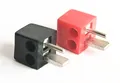 Produktbild: 2x Mini-DIN LS-Lautsprecher-Stecker rot / schwarz mit Schrauben / schraubbar