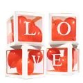 Produktbild: Party Factory Ballonbox LOVE, 4er Set, je 30x30cm, inkl. 16 rote Ballons á 20 cm, JGS, Hochzeit, Jahrestag, Valentinstag
