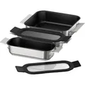 Produktbild: Pro Induction Flex Pfannen-Set HZ9FF030, 3-teilig edelstahl/schwarz, 1x medium, 2x klein mit Glasdeckel