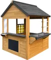 Produktbild: AXI Lynn Spielhaus aus Holz in Braun & Anthrazit | Outdoor Kinderspielhaus für den Garten mit Spielküche, Tic Tac Toe & Zubehör | Gartenhaus für Kinder