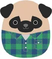 Produktbild: Squishmallows Plüschfigur Brown Pug in Green and Blue Flannel Shirt Prince 30 cm
