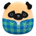 Produktbild: Squishmallows Plüschfigur Brown Pug in Green and Blue Flannel Shirt Prince 30 cm