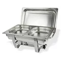 Produktbild: Dema Speisenwärmer Edelstahl – Warmhaltebehälter, Chafing Dish, Buffetwärmer – 2 Schalen, hygienisch, langlebig – Catering, Buffet, Gastronomie 17424