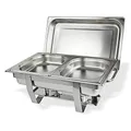 Produktbild: DEMA Speisenwärmer Edelstahl – Warmhaltebehälter, Chafing Dish, Buffetwärmer – 2 Schalen, hygienisch, langlebig – Catering, Buffet, Gastronomie