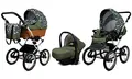 Produktbild: BabyLux Kinderwagen 3in1 mit Autositz für Kleinkinder – Kinderwagen für Neugeborene und Kleinkinder –– Baby Neugeborenen Kinderwagen – 59x105x125cm – Max 15kg – Olive Star Silver Frame