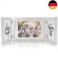 Produktbild: Bilderrahmen Weiß 3 Bilder für 10x15 und 13x18 cm Fotos Mehrfach Collage Holz Fo
