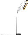 Produktbild: Qazqa Design Stehleuchte, Stehlampe - Sixties - Schwarz Gold, max. 25W, Geeignet für LED, 5-flammig, 198cm, Ideal als Wohnzimmerlampe