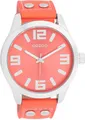 Produktbild: Oozoo Basic Line Armbanduhr C1073 Lederband Korallrot 47 mm