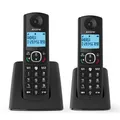 Produktbild: ALCATEL F530 Duo – Schnurloses DECT-Telefon-Set – Großes beleuchtetes Display – Freisprechfunktion – Anrufsperrfunktion – 2 Direktwahltasten – 2 Mobilteile – Schwarz