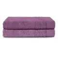 Produktbild: Komfortec 2er Saunatuch Set 80x200 cm aus 100% Baumwolle, XXL-Saunatücher, Sauna Handtuch, Weich, Groß, Frottee, Schnelltrocknend, Violett