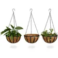 Produktbild: Relaxdays Blumenampel 3 Körbe, Kokos, 21 Liter Volumen, Mit Kette, 30 Cm Durchmesser Als Hängeampel, Braun