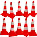 Produktbild: 10 Stück Leitkegel 50 cm orange-weiß Warnhut Leitkegel Abperrhut Verkehrshut Pylon Absperrhüttchen Verkehrsleitkegel Kegel rot-weiss Warnkegel 500 mm Absperrpylon Verkehrshütchen