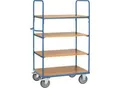 Produktbild: Etagenwagen, 4 Holz-Böden, bis 600 kg, 1000 x 600 mm, Stahl, blau