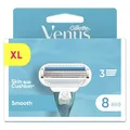 Produktbild: Gillette Venus Smooth Ersatzklingen Damenrasierer, 8er-Pack, 3 Von Schutzkissen Umgebene Klingen, Die Sich Der Körperkontur Anpassen