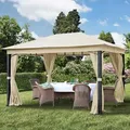 Produktbild: TOOLPORT Sunset 3x4 m Softtop Gartenpavillon, inkl. 4 Seitenteile, champagnerfarben - (300173)