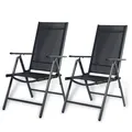 Produktbild: CCLIFE Gartenstühle Alu 2er Set,Gartenstuhl Hochlehner Klappbar, Balkonstühle 7-Fach Verstellbar bis 150kg Dunkelgaru, Modell: Breeze,CushHom