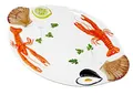 Produktbild: Lashuma Handgemachte Ovale Servierplatte aus Italienischer Keramik im Meeresfrüchtedesign, Großer Servierteller 50x32 cm