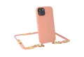 Produktbild: EAZY CASE Handykette Carabiner Chain für Apple iPhone 15 6,1 Zoll, 2 in 1 Handytasche farbige Silikon Hülle mit Umhängeband Altrosa Coral