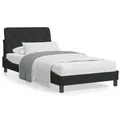 Produktbild: Bett mit Matratze Schwarz 100x200 cm Samt