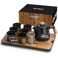 Produktbild: MIAMIO - Japanisches/Chinesisches Tee Set 6 x 100 ml/Asiatische Teekanne 620 ml mit Teesieb, Traditionelles Japanisches Teekanne Set für Teeliebhaber/Männer/Frauen (Schwarz)
