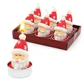Produktbild: Dekohelden24 6er Set Teelicht Nikolaus, Maße je Teelicht L/B/H: 4 x 4 x 6 cm.