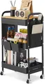 Produktbild: SONGMICS Rollwagen, Küchenwagen, 3 Metallgitterablagen, Servierwagen, 2 abnehmbare Hängebehälter, 2 Organizer, tintenschwarz