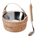 Produktbild: Dewello® Saunaeimer inkl. Kelle mit Edelstahleinsatz, Fassungsvermögen ca. 3 Liter, Hemlock-Holz, Bambusstreben | Das Saunazubehör für Zuhause