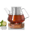Produktbild: AdHoc Geschenkset Teekanne ORIENT+, Glas/Edelstahl mit Füllmenge 1,5l und Stövchen TUTO, Akazienholz/Edelstahl