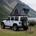 Produktbild: VEVOR Dachzelt mit Hartschale Autozelt Camping für 2–3 Personen, Hartschalen-Dachzelt mit verstellbarer Teleskopleiter, dicker Matratze wasserdicht winddicht für Jeep SUV Van Pickup dreieckig
