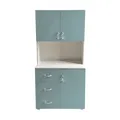 Produktbild: Kinderzimmerschrank Hellblau Weiß Kleiderschrank Bücherregal 6 Regalfächer 3