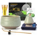Produktbild: TEANAGOO Matcha Set| Matcha Besen|Matcha Tea Set | Matcha Schale| Matcha Whisk,Schaufel, Sieb, Matcha-Besenhalter, Matcha-Besenständer-7 Stück MatchaTee Sets,N6, Lt.grün mit Schwarzer Naht