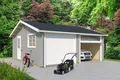 Produktbild: Garage Satteldach 44 mm Falkland mit Schwingtor grau 595x595 cm Lasita