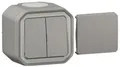 Produktbild: Legrand Plexo New Feuchtraum-Aufputz Multifunktionsschalter Wechselschalter 10 AX, Taster 10 A, Steckklemmen, IP55, grau (069719L)