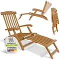 Produktbild: Juskys® Sonnenliege Evia - Klappbar Für Garten Und Terrasse, Geöltes Akazienholz Für Natürliche Optik Und Langlebige Nutzung, 196x54x95 Cm In Natur