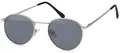 Produktbild: styleBREAKER Unisex Panto Sonnenbrille mit runden Gläsern | Metallrahmen mit Federscharnier & UV400 Schutz | verspiegelte oder getönte Flachgläser, Gestell Silber/Glas Grau getönt