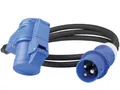 Produktbild: Camping Adapterleitung 1,5m CEE Stecker auf CEE Winkelkupplung mit Schuko 61482